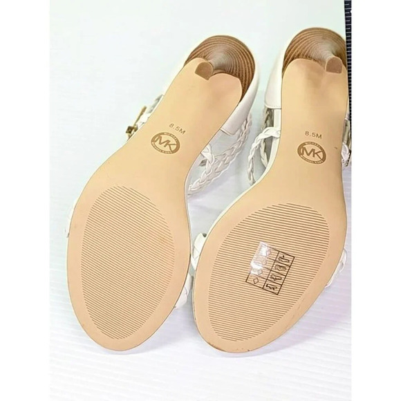Michael Kors Women's Astrid White Leather Braided Heel Sandal Size 8.5 MSRP $145 - Picture 10 of 11